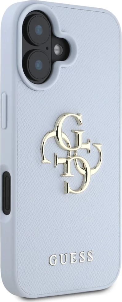 Mbështjellës Guess Grained Big 4G Logo Small Classic Logo për iPhone 16, Blu