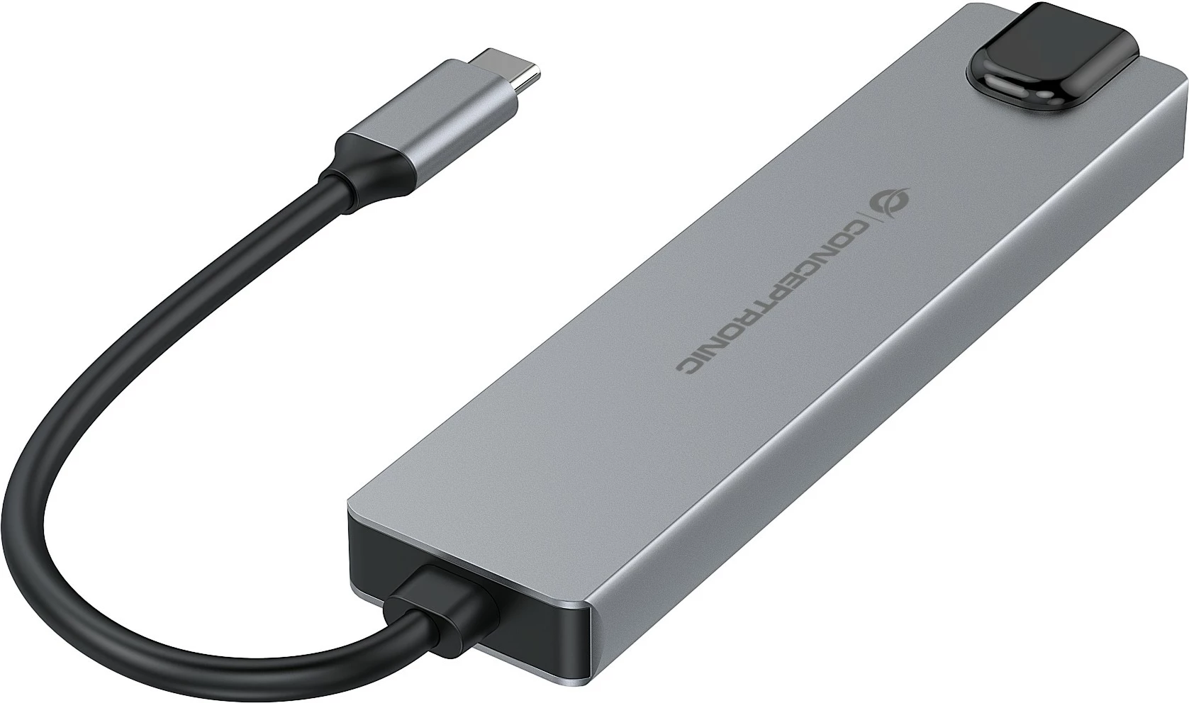 Dock USB-C Conceptronic 6-në-1, HDMI, 2xUSB-A, USB-C, 25cm, gri