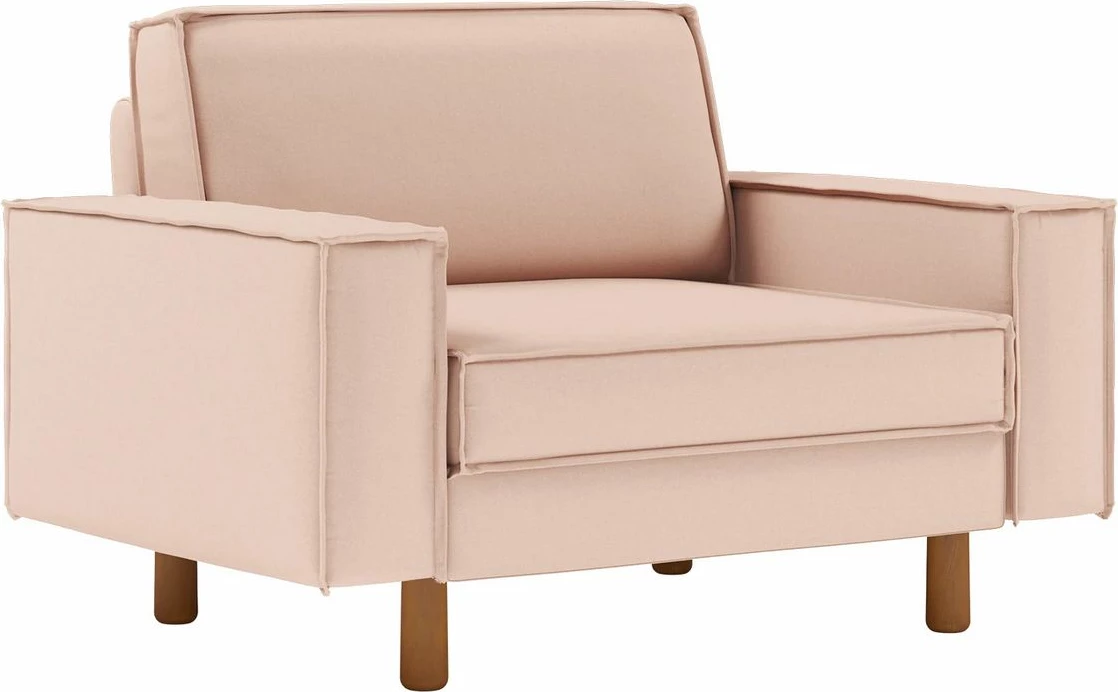 Karrige e madhe një vend, ngjyrë salmon, këmbë druri arre, Atelier del Sofa Sparrow
