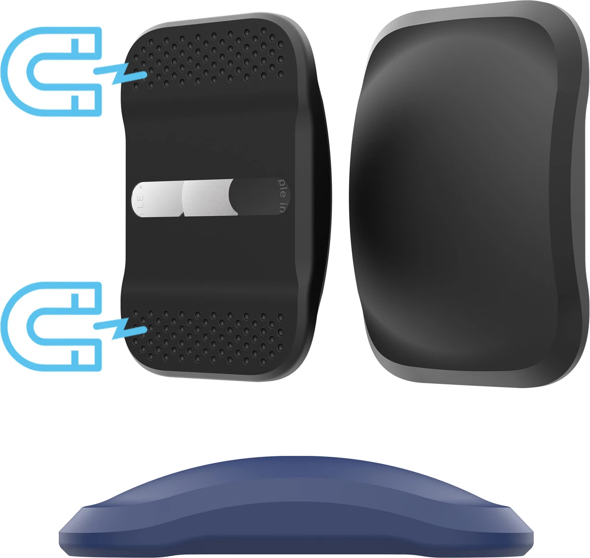 Mbështjellës magnetik për AirTag, Hurtel EA-78-01, montim me magnet në sipërfaqe metalike, 5×3.5×1.7 cm, i zi