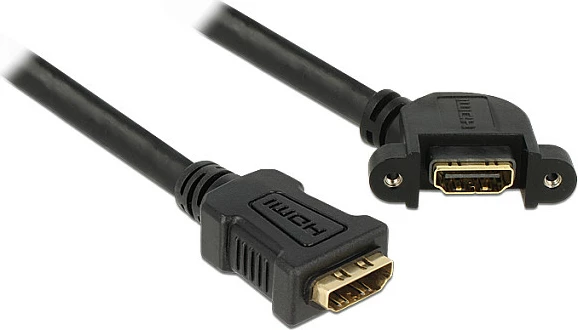 Kabllo zgjatëse HDMI DeLOCK 0.25m, HDMI femër-femër, këndore, e zezë