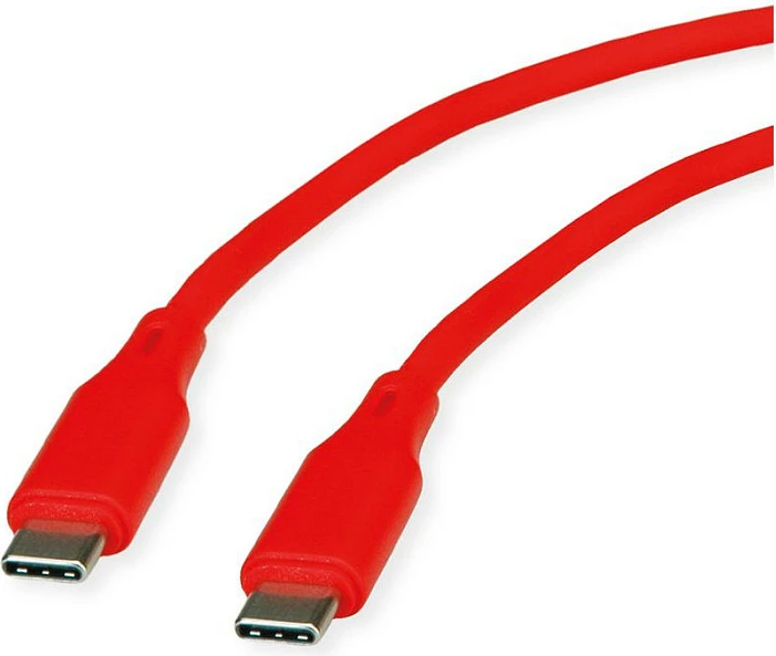Kabllo USB-C ROLINE USB 2.0 C-C, silikon, 60W, 1m, kuqe