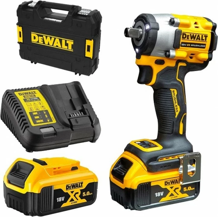 Çelës udar Dewalt DCF922P2T 18V 1/2" Brushless 406Nm, 2x 5Ah me karikues + kuti TSTAK, verdhë/zezë