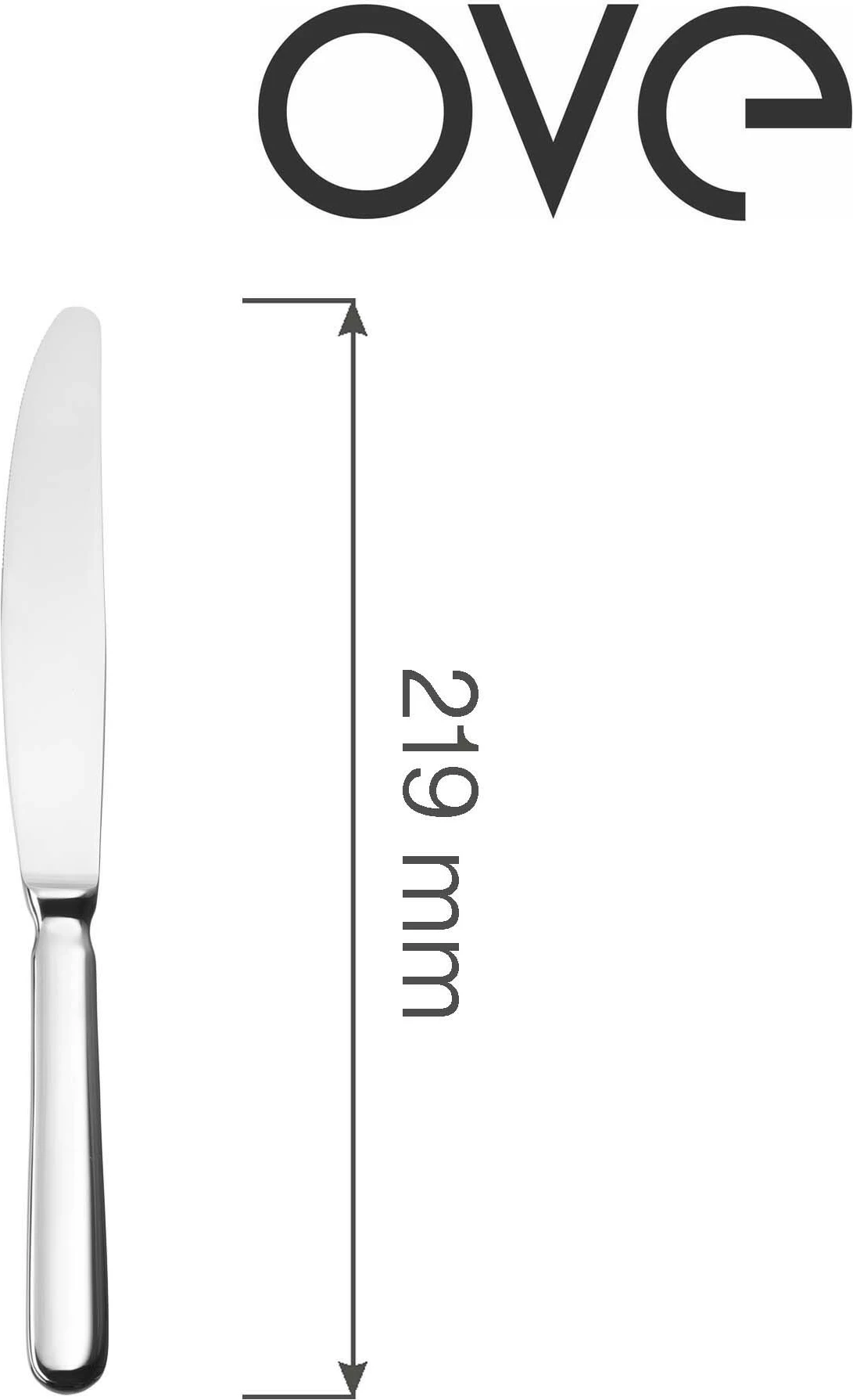 Thikë ëmbëlsire OVE Baguette 219 mm, çelik inox 18/10, set 12 copë, argjendtë