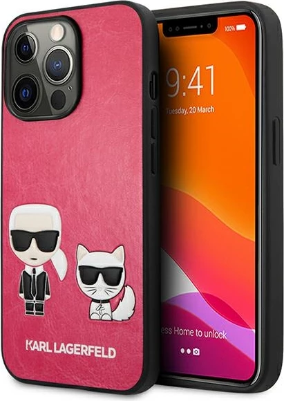 Mbështjellës Karl Lagerfeld KLHCP13LPCUSKCP për iPhone 13/13 Pro 6.1", Ikonik Karl & Choupette, fuksia