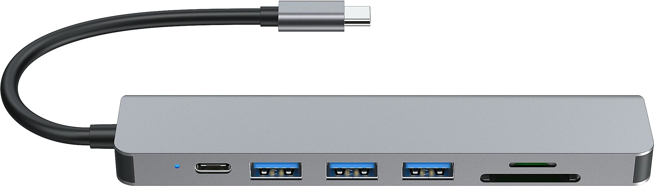 Adapter multifunksional USB-C 7-në-1 Equip 133494, HDMI 4K/60Hz, 3x USB 3.2, SD/MicroSD, 100W, argjendtë
