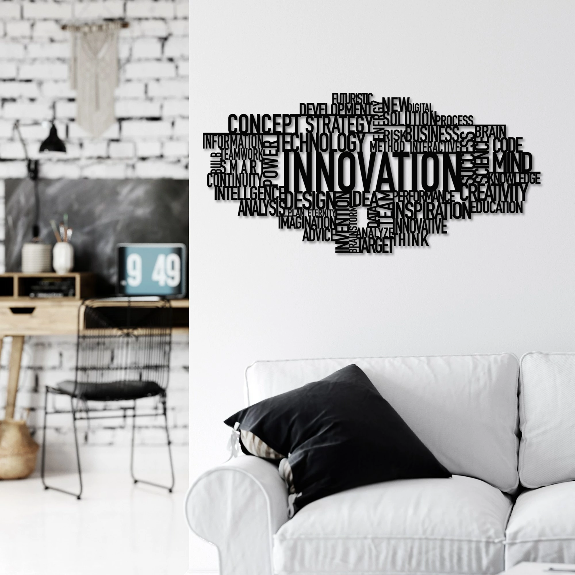 Aksesor dekorativ metalik për mur, Wallity Innovation, ngjyrë e zezë, 86x41cm