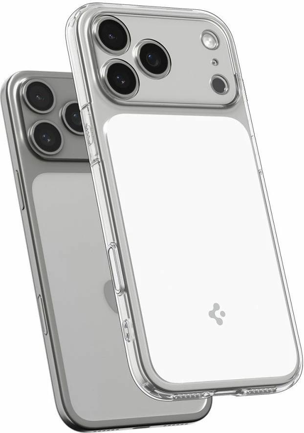Mbështjellës Spigen Ultra Hybrid "T" MagSafe për iPhone 17 Pro, TPU+PC, skaje të ngritura, Air Cushion, me unazë magnetike MagSafe, Transparent/Bardhë