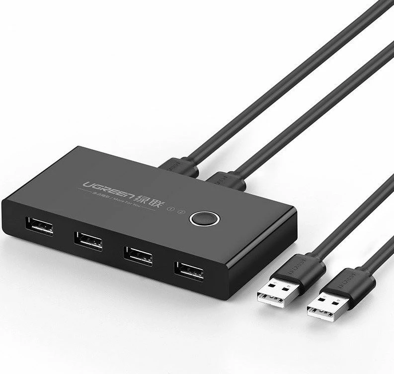 Switch USB Ugreen 30767, 4x USB 2.0, për 2 kompjutera, i zi