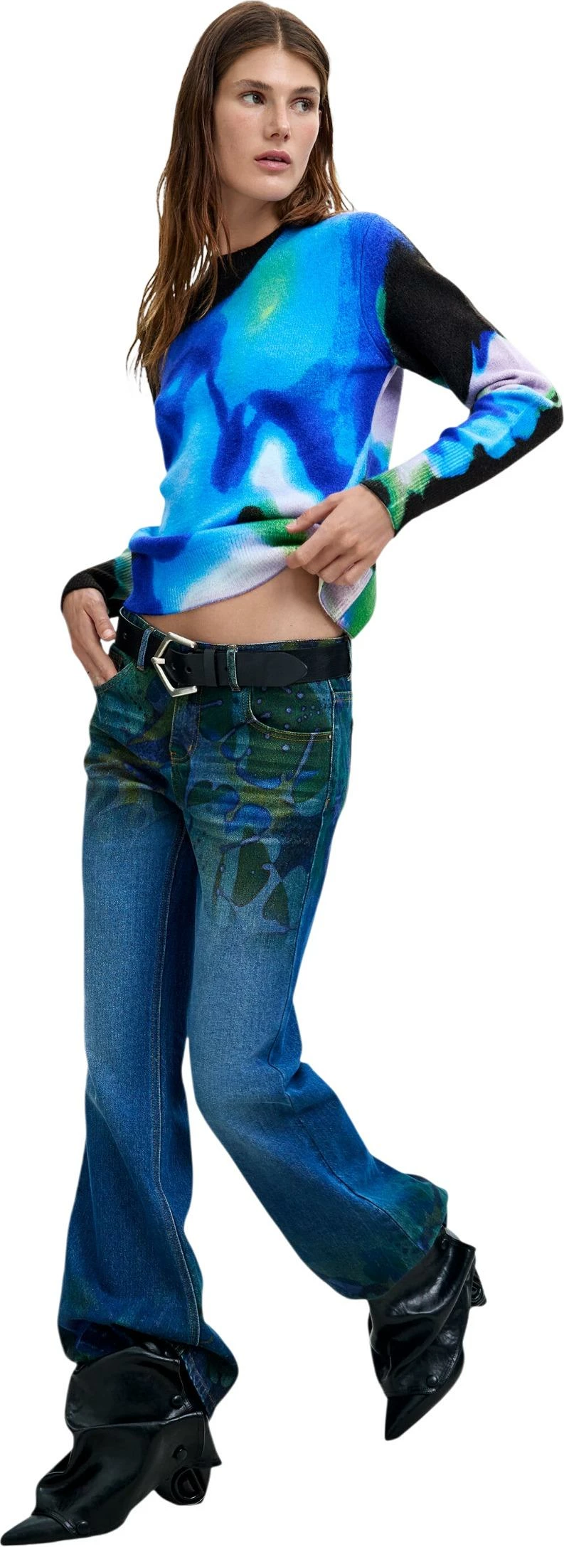 Xhemper për femra Desigual JERS_CLOUDS_LACROIX 26WWJF03, blu [Madhësia: M]
