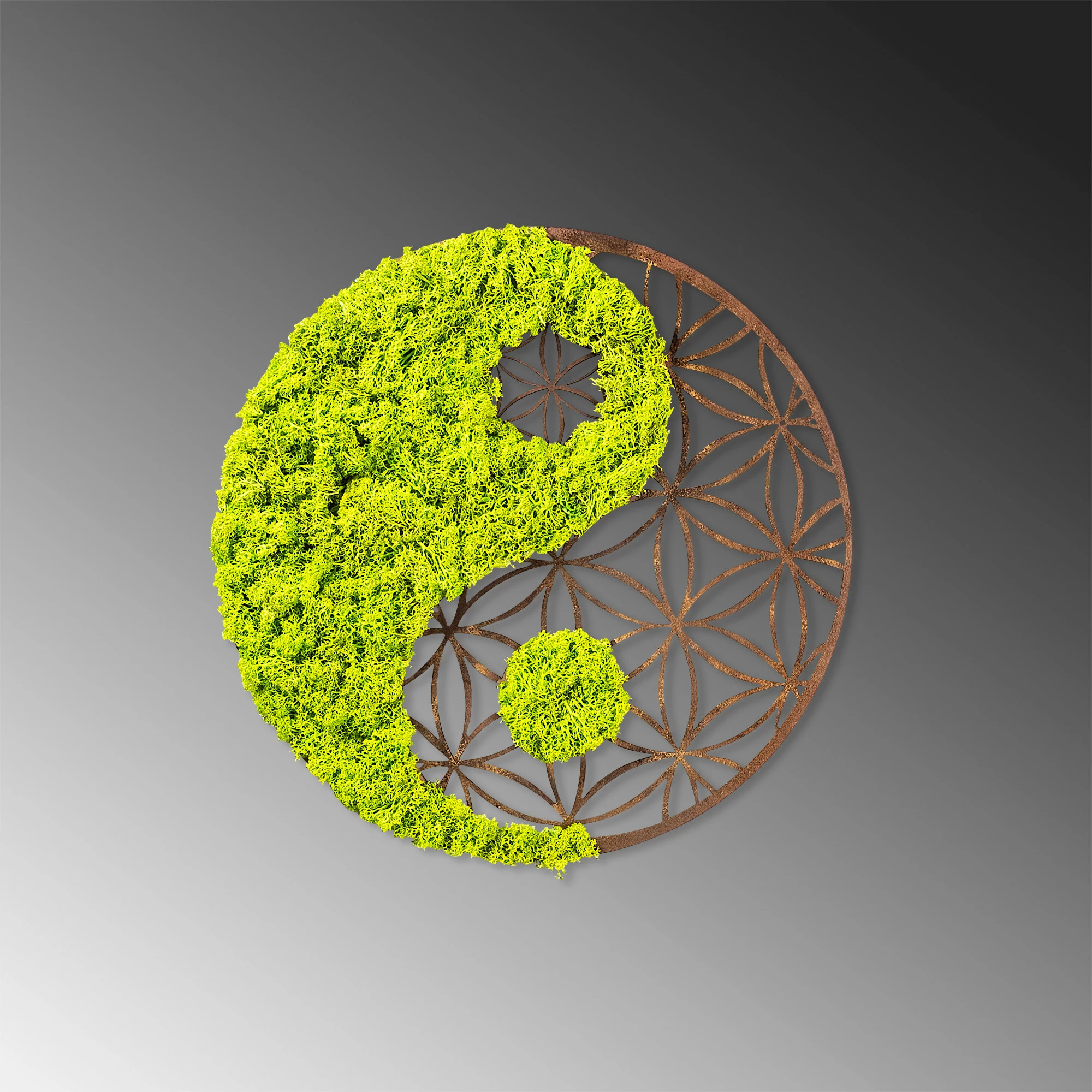 Aksesor dekorativ muri Wallity, Yin Yang, jeshil dhe kafe, 44x1x44cm