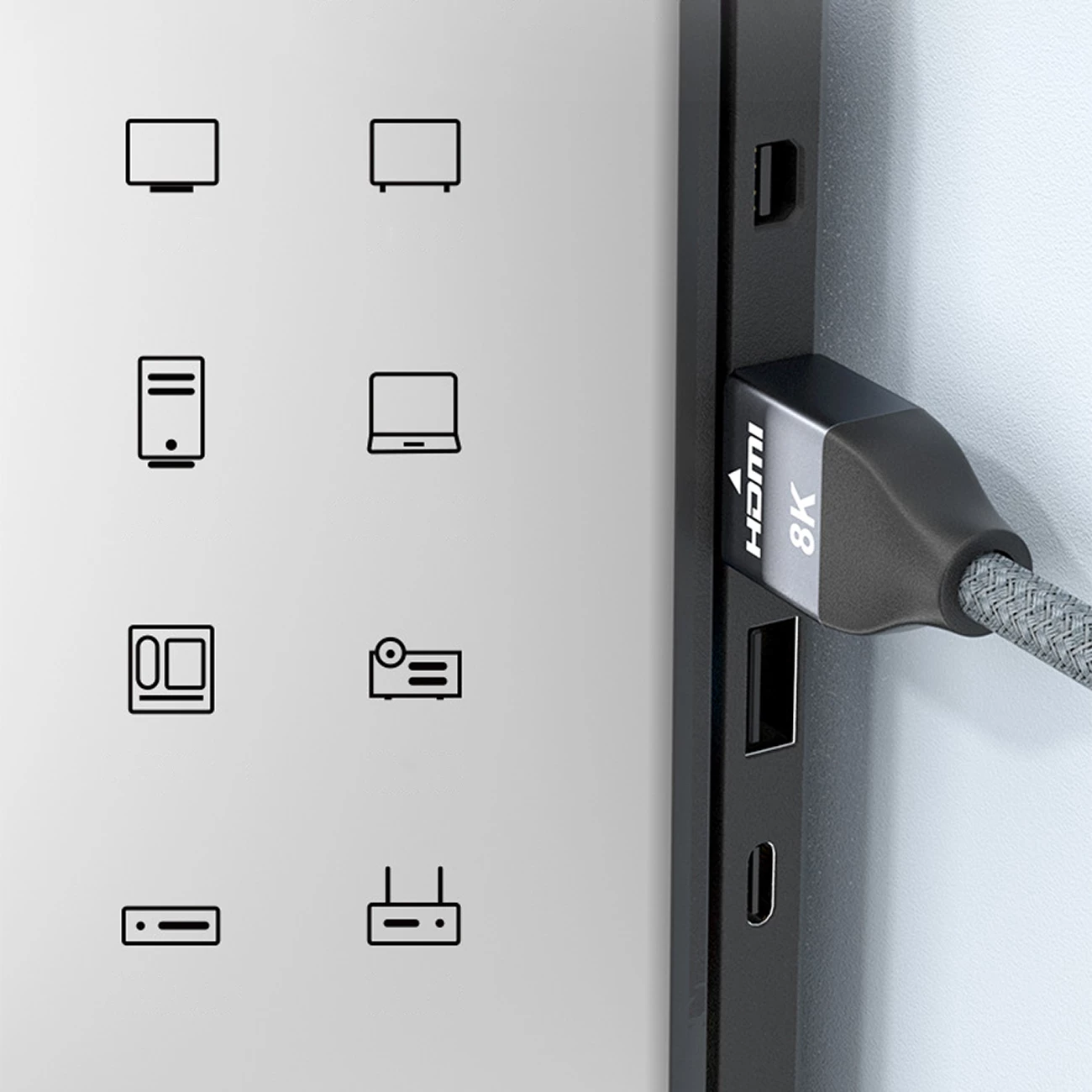 Kabllo HDMI Wozinsky WHDMI-20, 2m, 8K, 48Gbps, argjendtë
