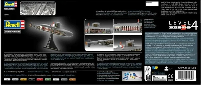 Model plastik anije nëndetëse Revell S.S.B. Abraham Lincoln, 1:253, 158 pjesë