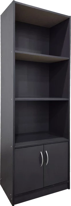 Raft librash Tekaro me dollap, ngjyrë antracit, 60x29x166cm