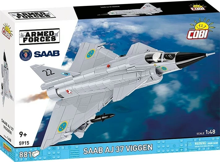 Set blloqe ndërtimi, Cobi, Saab AJ 37 Viggen (COBI-5915), 881 copa, shkallë 1:48, seri Armed Forces