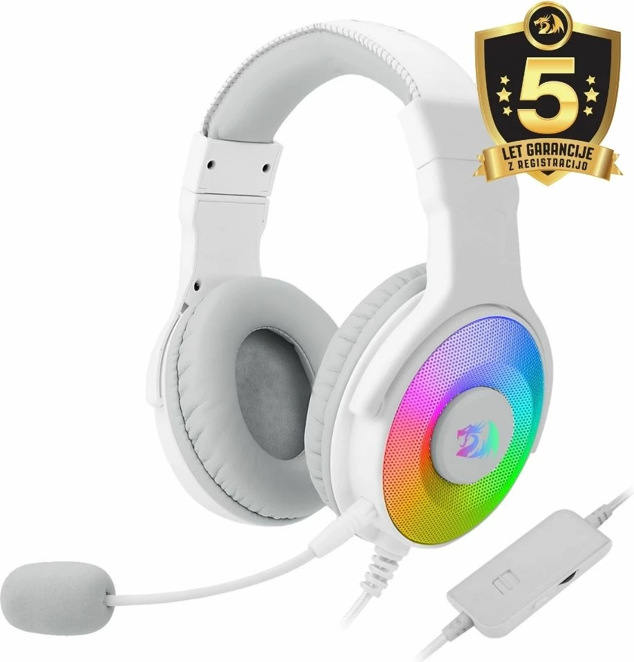 Kufje gaming Redragon Pandora 2 H350W-RGB, 50mm, 3.5mm + USB, RGB, surround, e bardhë
