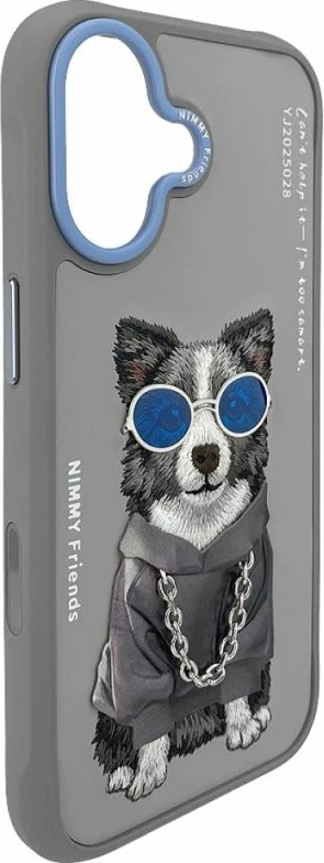 Kapak telefoni Nimmy Glasses Cool Dog për iPhone 17, gri