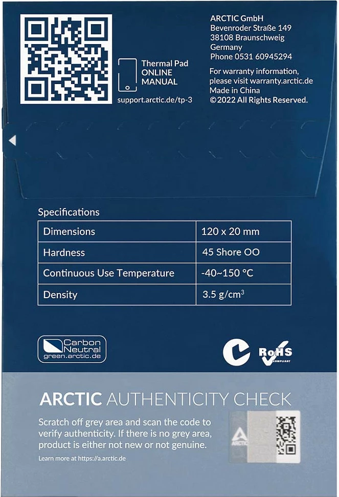 Thermal pad ARCTIC ACTPD00056A, blu