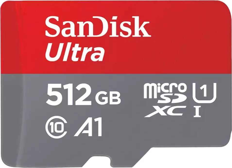 Kartelë memorie SanDisk Ultra, 512 GB, MicroSDXC, Class 10, UHS-I, 150 MB/s, Gri e Kuqe
