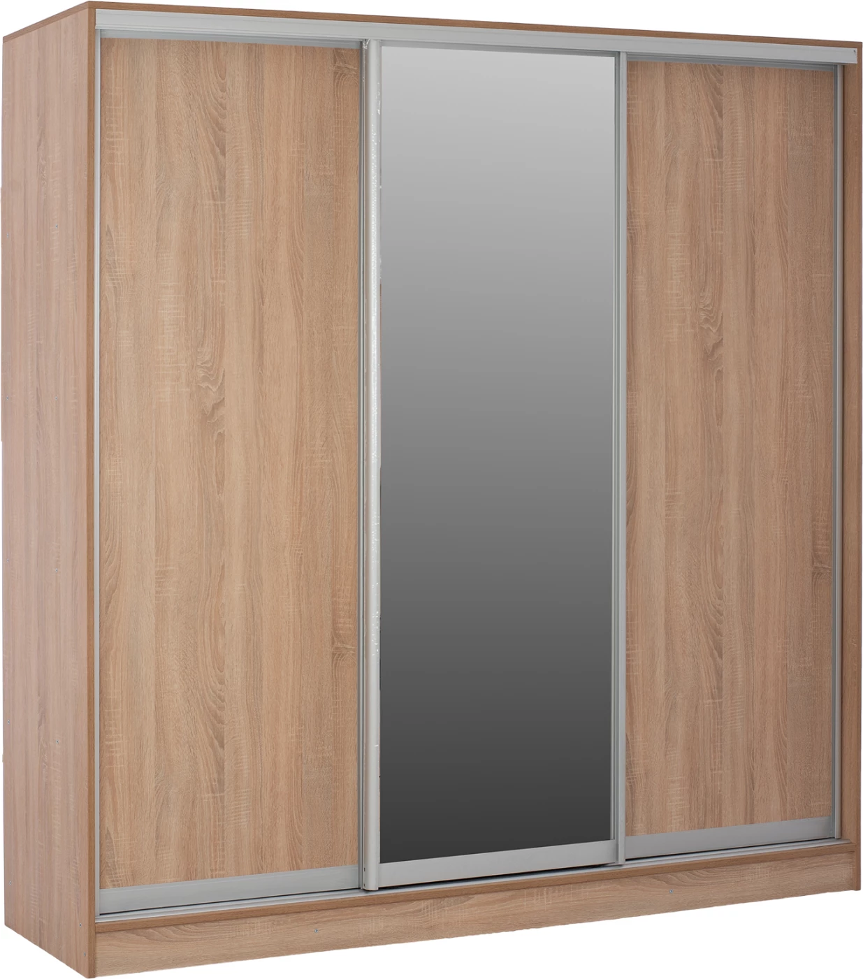 Dollap me dyer rrëshqitëse me pasqyrë, ngjyrë lisi, FH2435, 200x60x210 cm