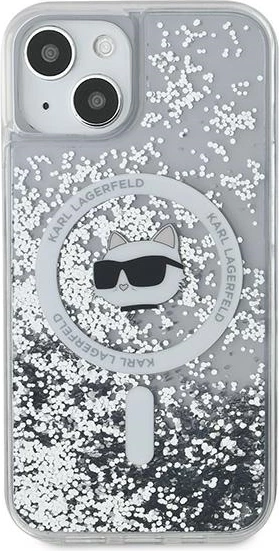 Mbështjellës Karl Lagerfeld Liquid Glitter Choupette Head MagSafe për iPhone 13, Transparent