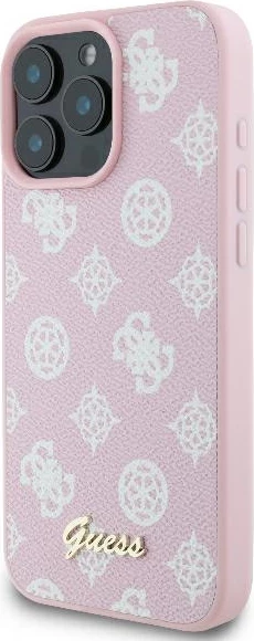 Mbështjellës Guess Peony Script Logo MagSafe për iPhone 16 Pro, Rozë