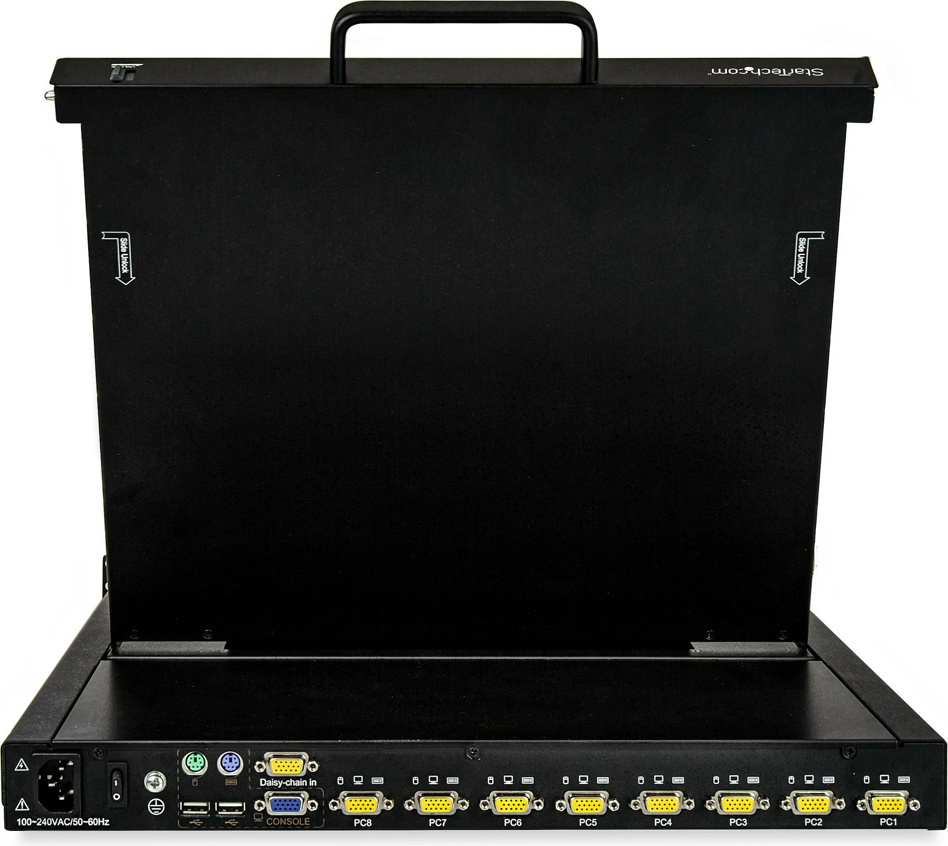 Konsolë KVM rack StarTech RKCONS1708K, 8-port, 1U, LCD 17", VGA/USB, e zezë
