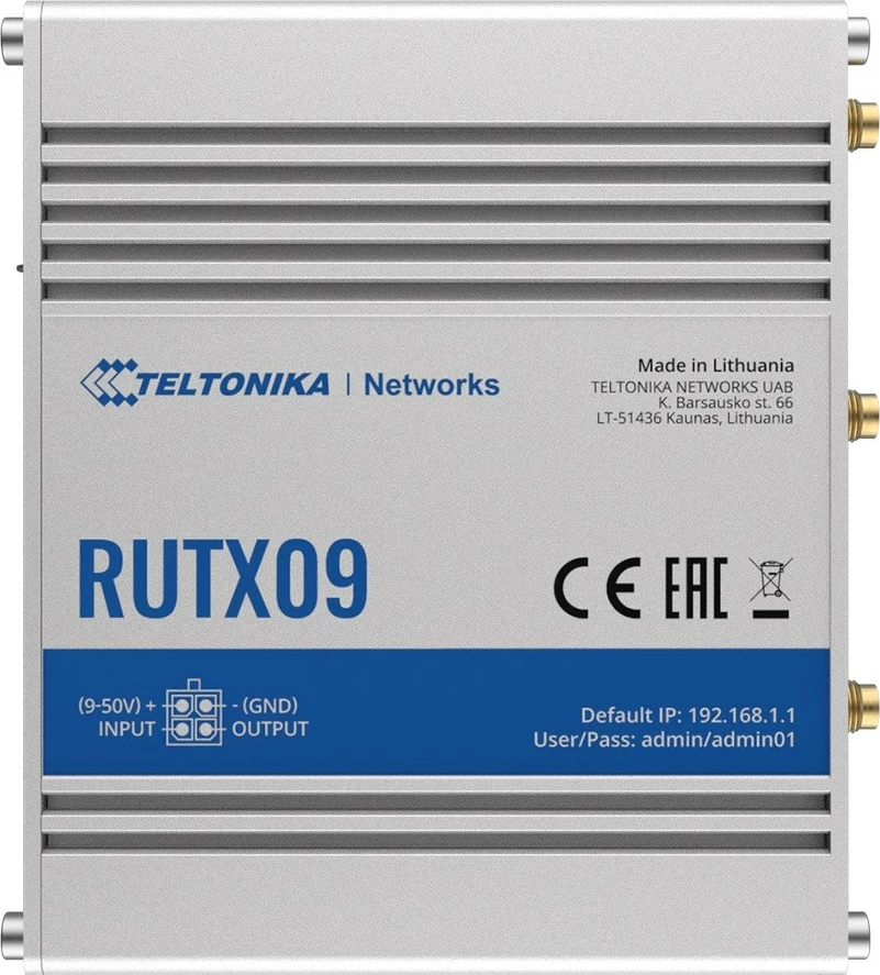 Router LTE TELTONIKA RUTX09, 4xGbE, 2xSIM, RutOS, Alumini