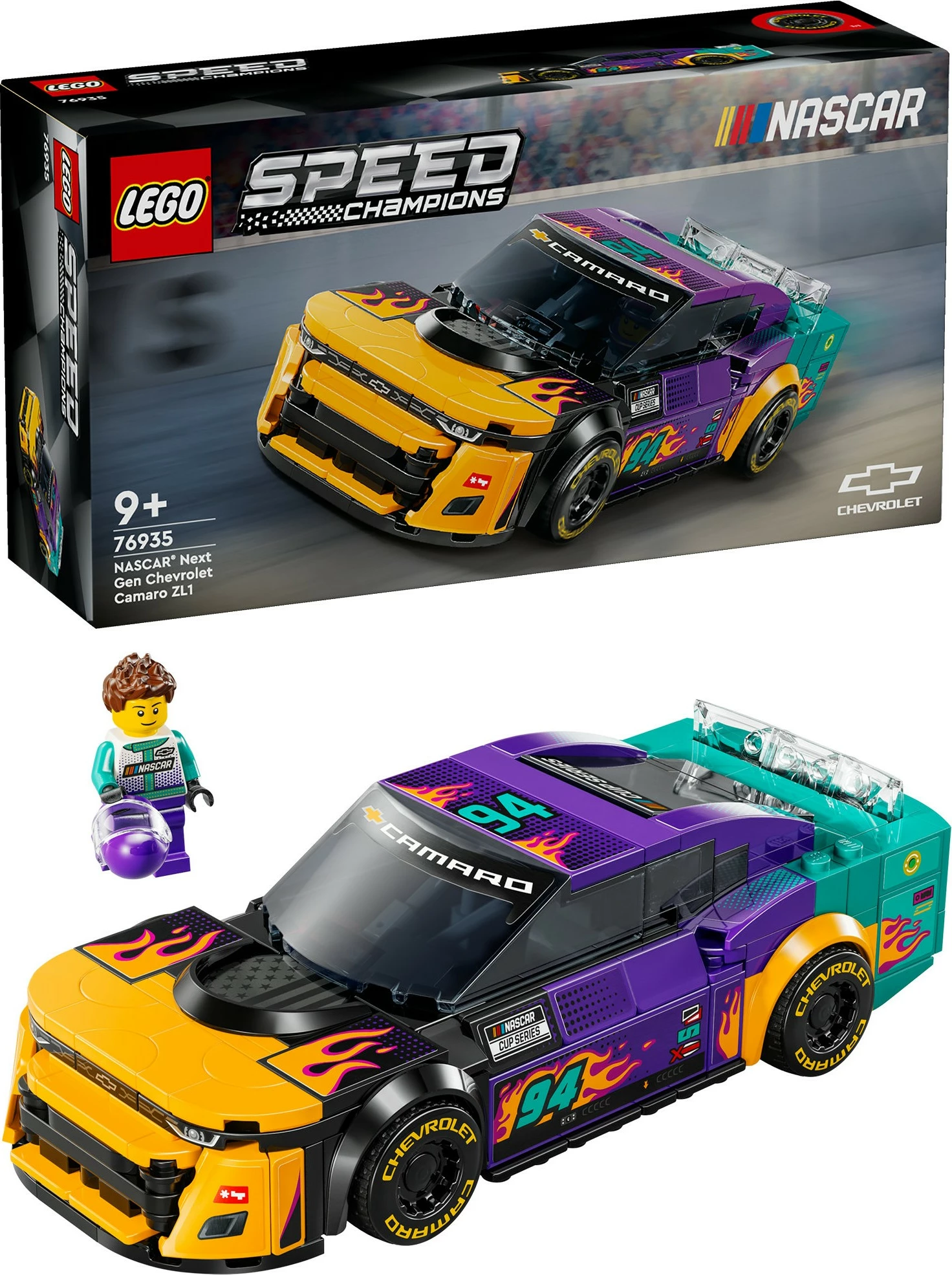 Set ndërtimi LEGO NASCAR Next Gen Chevrolet Camaro ZL1, 328 copë, shumëngjyrësh