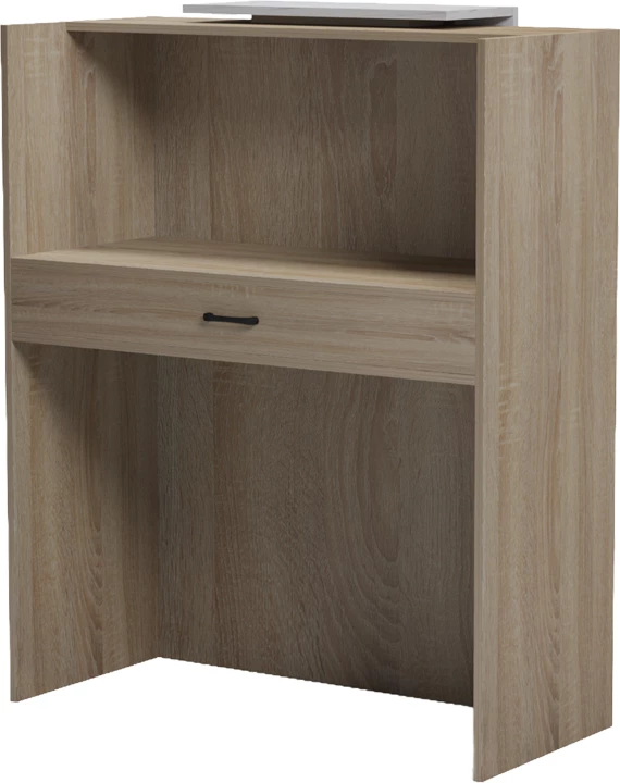 Banak recepsioni Zowel, me LED, pamje lis-sonoma dhe mermeri të bardhë, 90x40x110cm