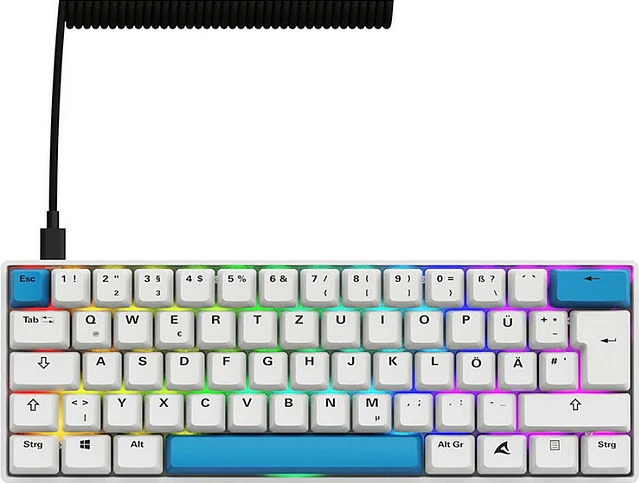 Tastierë gaming Sharkoon Skiller SGK50S4 Gen2, PBT, DE, RGB, e bardhë/blu