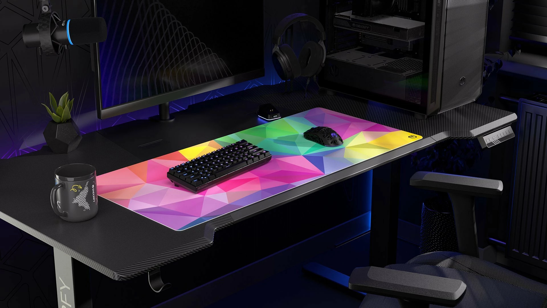 Mauspad Endorfy Crystal Spectrum XL EY6B012 900x400mm pëlhurë anti-rrëshqitëse rezistente ndaj lagështisë, shumëngjyrëshe