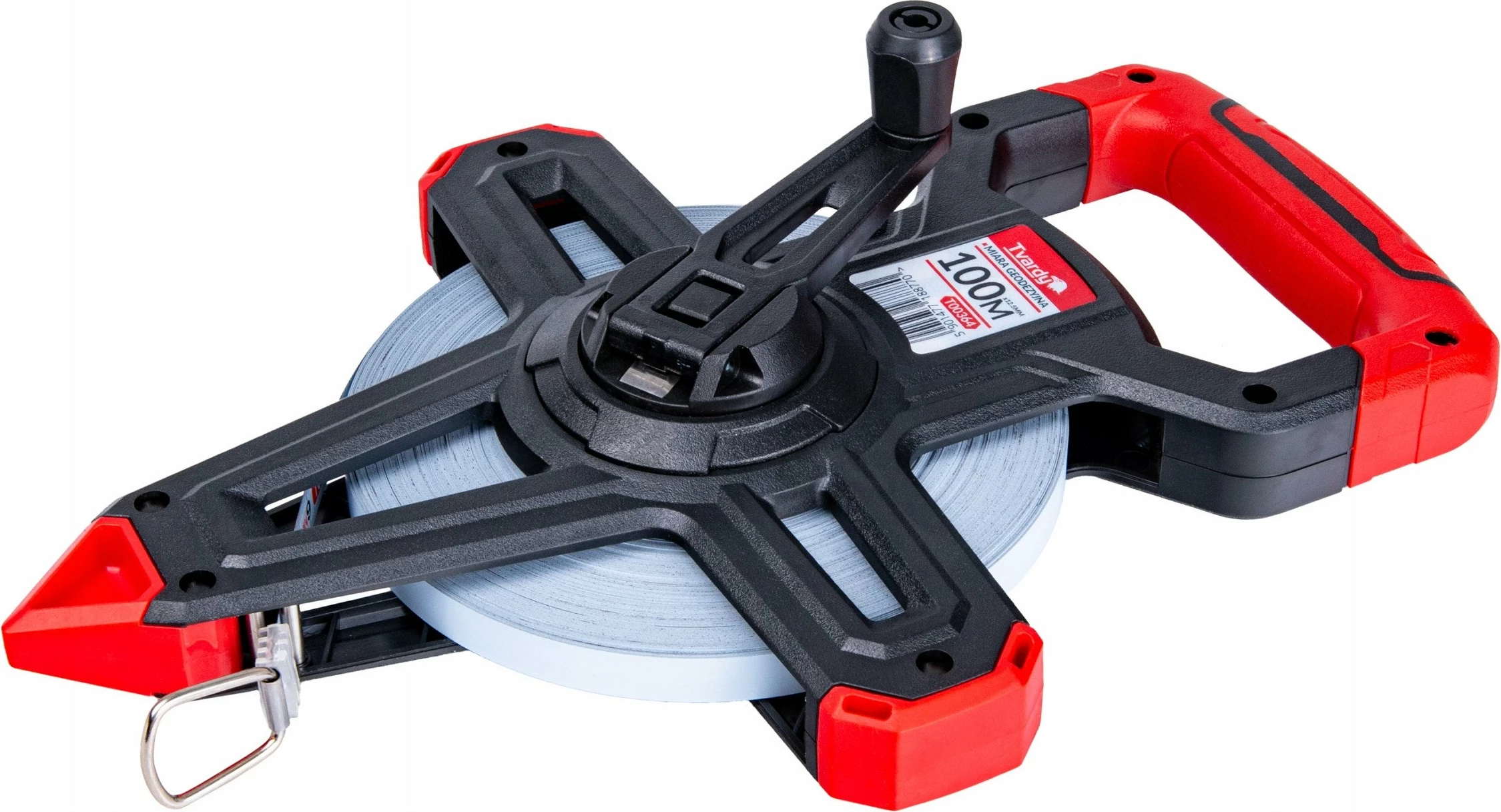 Metër shirit çeliku Tvardy T00364 100 m, 12.5 mm, cm/mm, kuqe/zezë, paketim 10 copë
