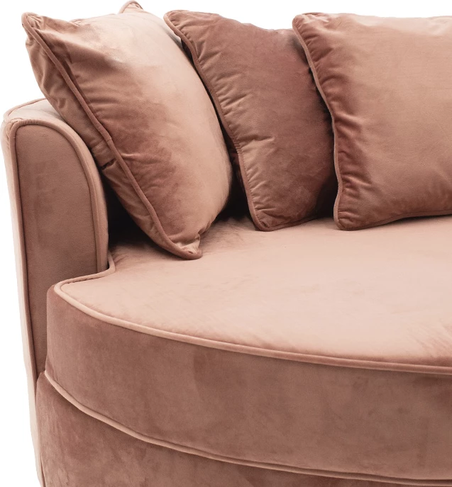 Fotel-sofë rrethore, kadife, ngjyrë mollë e kalbur, 123x120x85cm