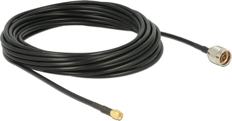 Kabllo antene DeLOCK 89466, RG-58, N mashkull - SMA mashkull, 10 m, e zezë