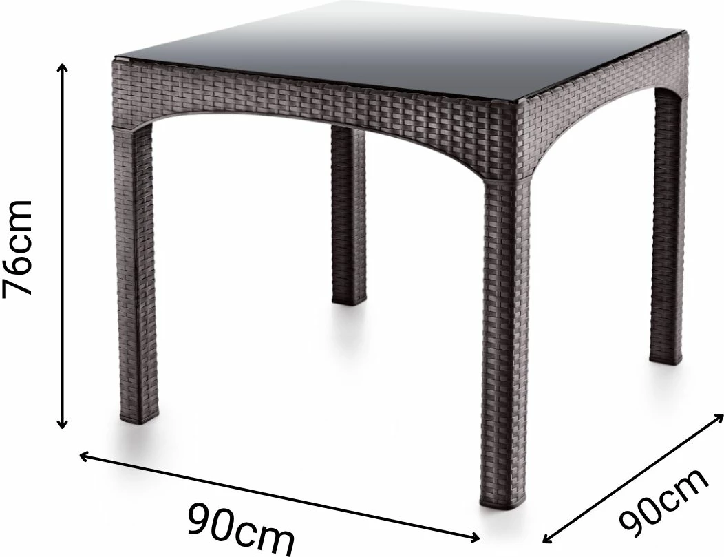 Tavolinë kopshti katrore, ratan, ngjyrë kafe e errët, Skye Decor