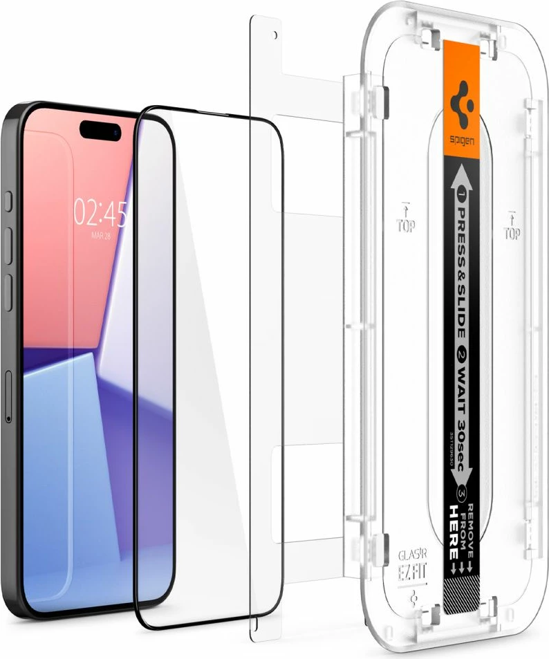 Xham mbrojtës Spigen Glas.tR EZ Fit FC për iPhone 15 Pro Max, i zi