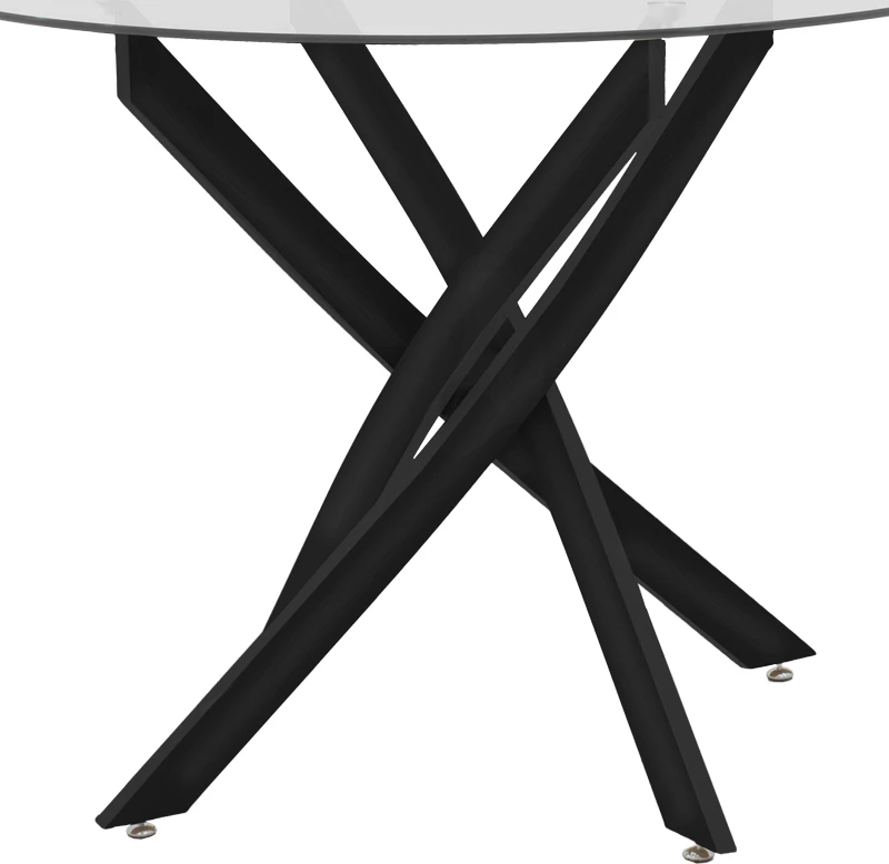 Tavolinë Antoro, xham dhe këmbë metali, ngjyrë e zezë, D80x75cm