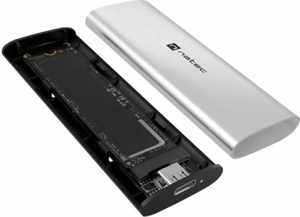 Kuti SSD NATEC Rhino M.2 NVMe Lite USB-C 3.2, argjendtë