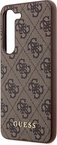 Mbështjellës Guess 4G Metal Gold Logo për Samsung Galaxy S23, kafe