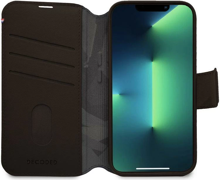 Mbështjellës Decoded Detachable Wallet për iPhone 14 Pro Max, lëkurë, MagSafe, Kafe