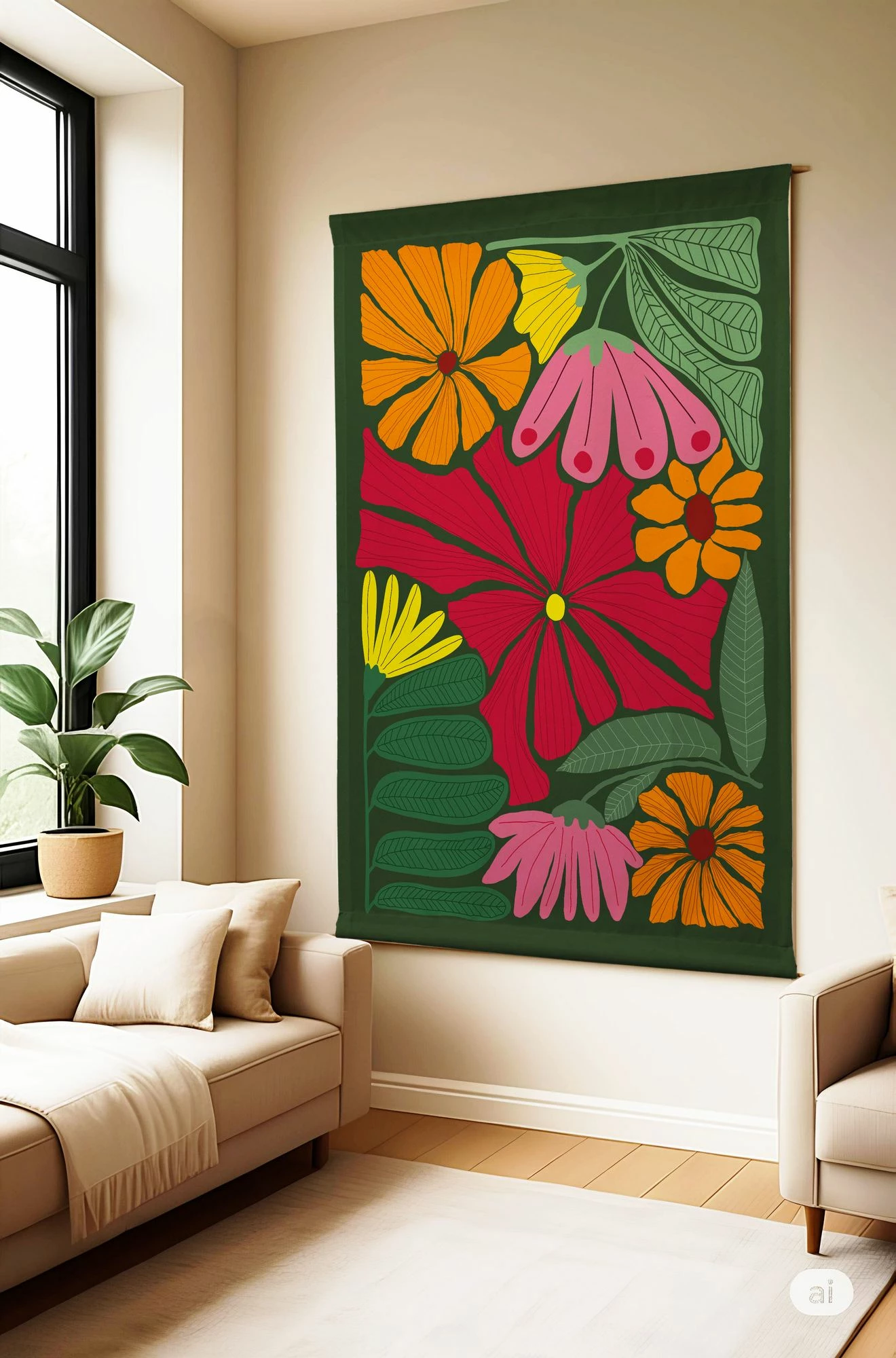 Pikturë dekorative poliestër Wallity, Polybaby 3, shumëngjyrëshe, 100x140cm
