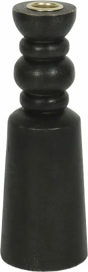 Mbajtës qiriri NUVIRA, dru, metal i zi dhe ar, 7.5x7.5x22cm