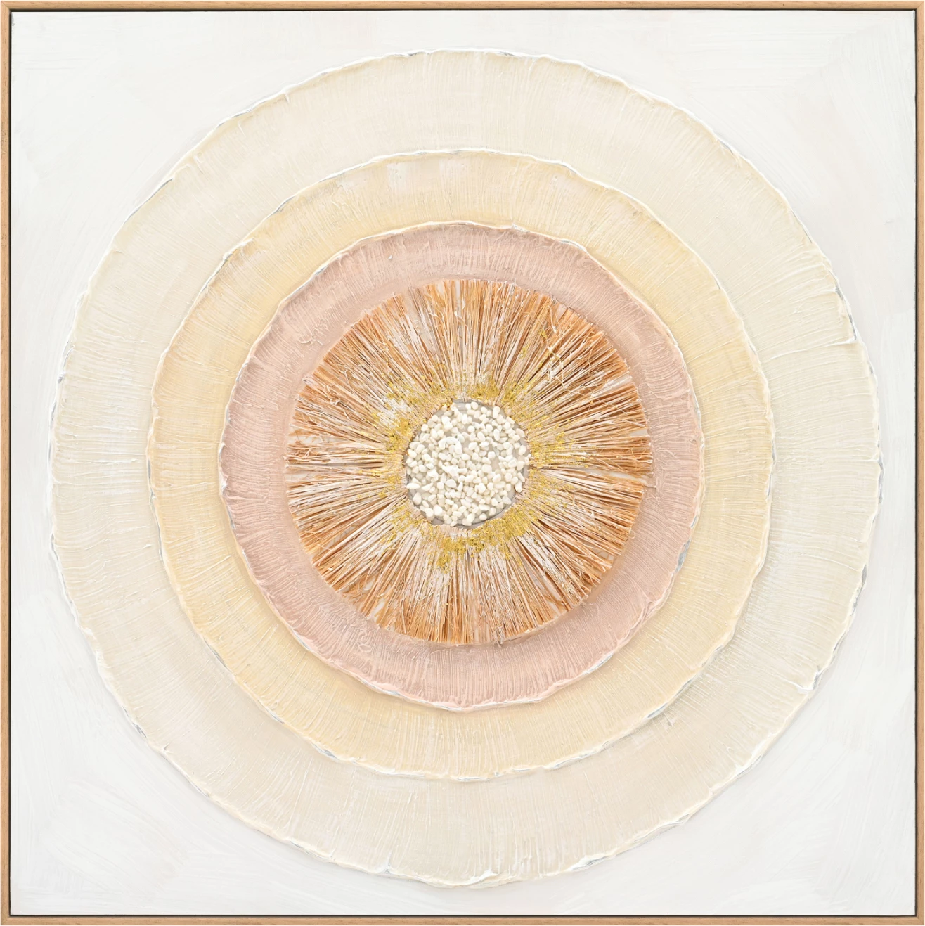 Pikturë muri FH4577 me kornizë PS ngjyrë bezhë-kanavacë rrathe 82x4,5x82H cm