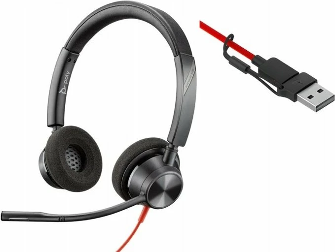 Kufje Poly Blackwire 3320 (8X219AA) USB-C/USB-A, stereo, me mikrofon, e zezë