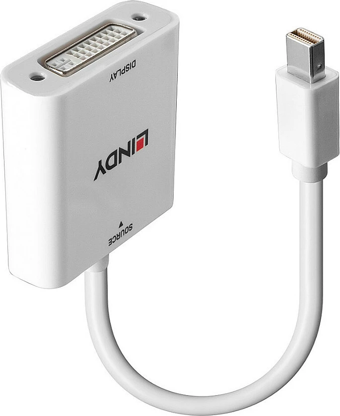 Adapter Lindy Mini DisplayPort në DVI-I, 0.18 m, i bardhë