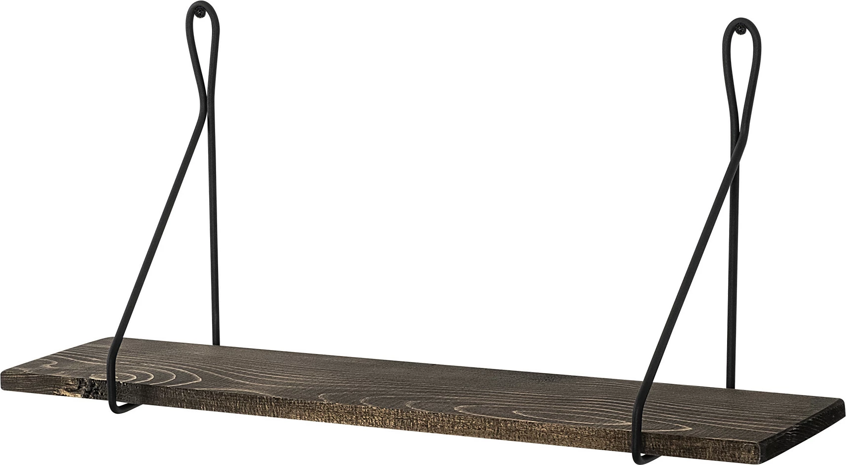 Raft muri Hanah Home, Amaryllis, dru bredhi, kornizë metalike, ngjyrë e zezë dhe arre e errët, 60x27x15cm