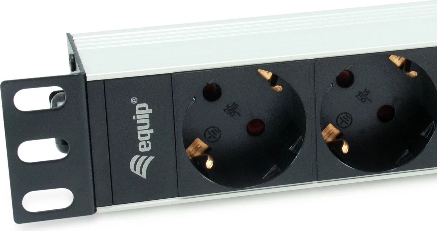 PDU Equip 333311, 1U, 4 dalje, alumini, zi/argjendt