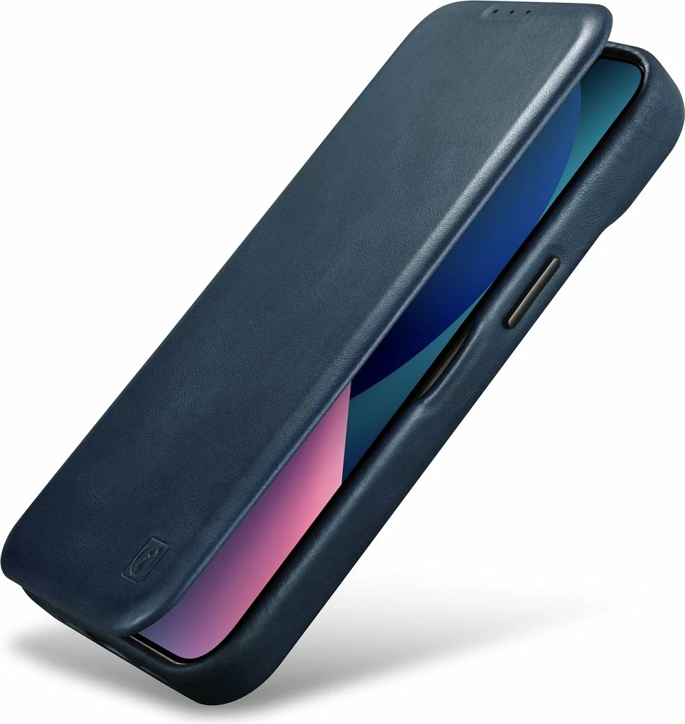 Mbështjellës iCarer Oil Wax Premium Leather Folio për iPhone 14 Pro Max, MagSafe, Kaltër