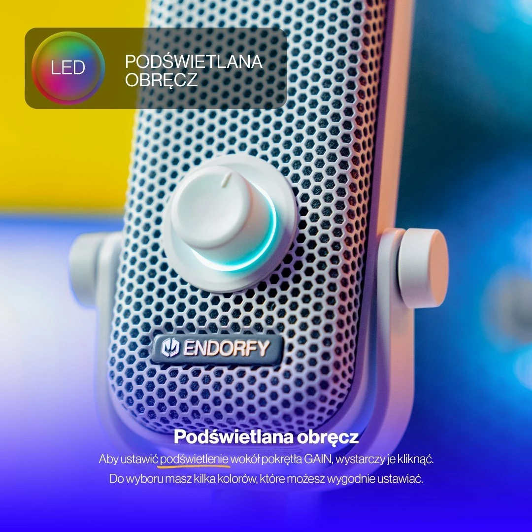 Mikrofon Endorfy Solum Voice S Onyx White (EY1B015), USB-C, kardioid, dalje 3.5 mm, i bardhë